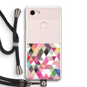CaseCompany Gekleurde driehoekjes: Pixel 3 Transparant Hoesje met koord