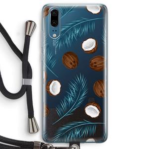 CaseCompany Kokosnoot roze: Huawei P20 Transparant Hoesje met koord