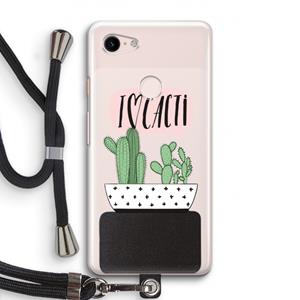 CaseCompany I love cacti: Pixel 3 Transparant Hoesje met koord