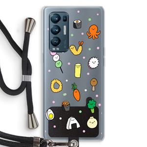 CaseCompany Happy bento friends: Oppo Find X3 Neo Transparant Hoesje met koord