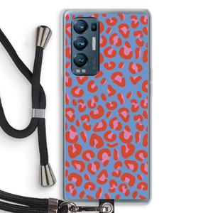 CaseCompany Leopard blue: Oppo Find X3 Neo Transparant Hoesje met koord