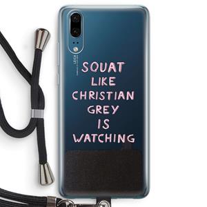 CaseCompany Christian Grey: Huawei P20 Transparant Hoesje met koord
