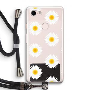 CaseCompany Margrietjes: Pixel 3 Transparant Hoesje met koord