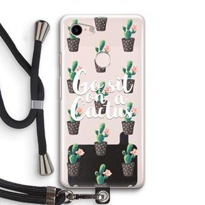 CaseCompany Cactus quote: Pixel 3 Transparant Hoesje met koord