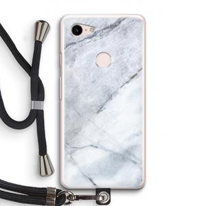 CaseCompany Witte marmer: Pixel 3 Transparant Hoesje met koord