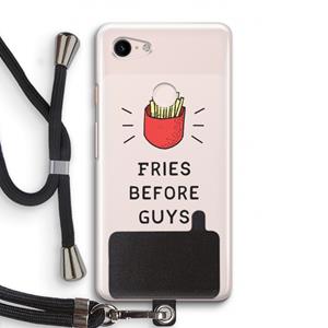 CaseCompany Fries before guys: Pixel 3 Transparant Hoesje met koord