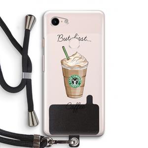 CaseCompany But first coffee: Pixel 3 Transparant Hoesje met koord