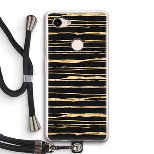 CaseCompany Gouden strepen: Pixel 3 Transparant Hoesje met koord