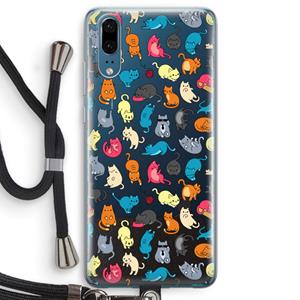 CaseCompany Kleurrijke katten: Huawei P20 Transparant Hoesje met koord