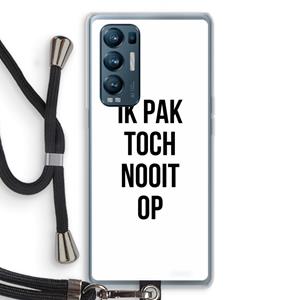 CaseCompany Ik pak nooit op: Oppo Find X3 Neo Transparant Hoesje met koord