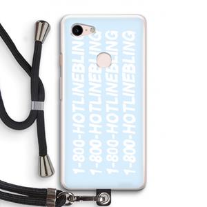 CaseCompany Hotline bling blue: Pixel 3 Transparant Hoesje met koord