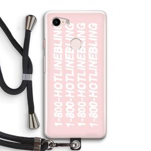 CaseCompany Hotline bling pink: Pixel 3 Transparant Hoesje met koord