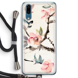 CaseCompany Japanse bloemen: Huawei P20 Transparant Hoesje met koord
