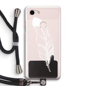 CaseCompany Pluim: Pixel 3 Transparant Hoesje met koord