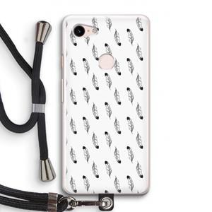 CaseCompany Pluimen: Pixel 3 Transparant Hoesje met koord