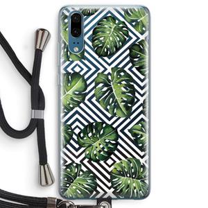 CaseCompany Geometrische jungle: Huawei P20 Transparant Hoesje met koord