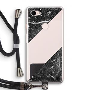 CaseCompany Zwart marmer: Pixel 3 Transparant Hoesje met koord