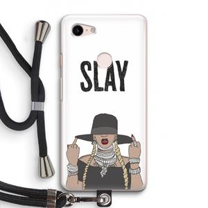 CaseCompany Slay All Day: Pixel 3 Transparant Hoesje met koord