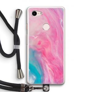 CaseCompany Roze explosie: Pixel 3 Transparant Hoesje met koord