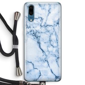 CaseCompany Blauw marmer: Huawei P20 Transparant Hoesje met koord