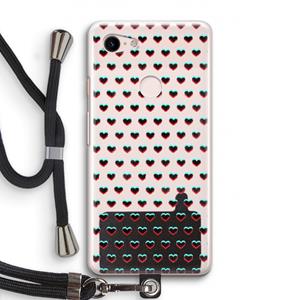 CaseCompany Hartjes: Pixel 3 Transparant Hoesje met koord