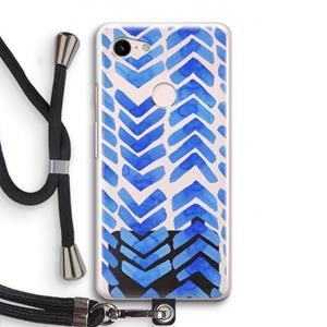 CaseCompany Blauwe pijlen: Pixel 3 Transparant Hoesje met koord