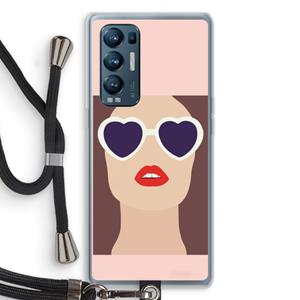CaseCompany Red lips: Oppo Find X3 Neo Transparant Hoesje met koord