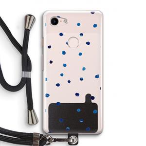 CaseCompany Blauwe stippen: Pixel 3 Transparant Hoesje met koord