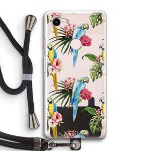 CaseCompany Kleurrijke papegaaien: Pixel 3 Transparant Hoesje met koord