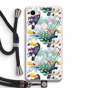 CaseCompany Tukans: Pixel 3 Transparant Hoesje met koord