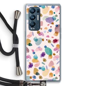 CaseCompany Terrazzo Memphis Pink: Oppo Find X3 Neo Transparant Hoesje met koord