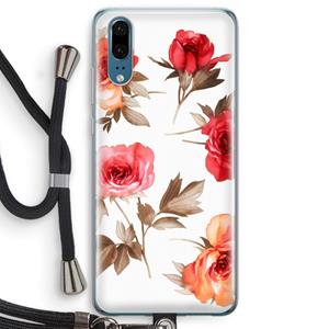 CaseCompany Roosjes: Huawei P20 Transparant Hoesje met koord