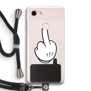 CaseCompany Middle finger black: Pixel 3 Transparant Hoesje met koord
