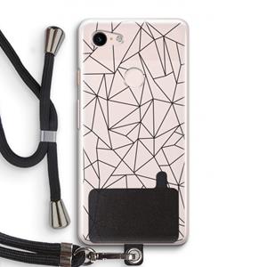 CaseCompany Geometrische lijnen zwart: Pixel 3 Transparant Hoesje met koord