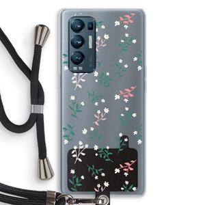 CaseCompany Small white flowers: Oppo Find X3 Neo Transparant Hoesje met koord