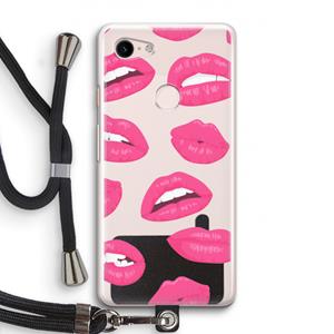CaseCompany Bite my lip: Pixel 3 Transparant Hoesje met koord