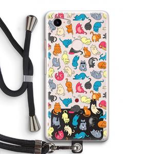 CaseCompany Kleurrijke katten: Pixel 3 Transparant Hoesje met koord