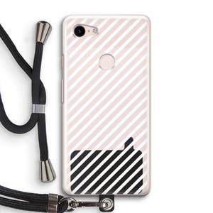 CaseCompany Strepen zwart-wit: Pixel 3 Transparant Hoesje met koord