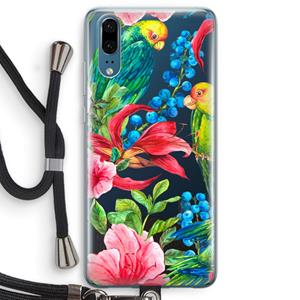CaseCompany Papegaaien: Huawei P20 Transparant Hoesje met koord