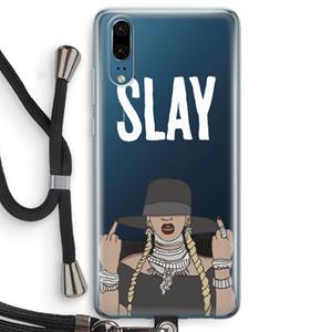 CaseCompany Slay All Day: Huawei P20 Transparant Hoesje met koord