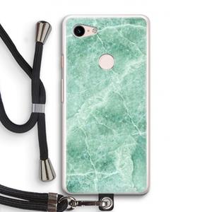 CaseCompany Groen marmer: Pixel 3 Transparant Hoesje met koord