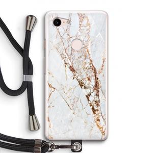 CaseCompany Goud marmer: Pixel 3 Transparant Hoesje met koord