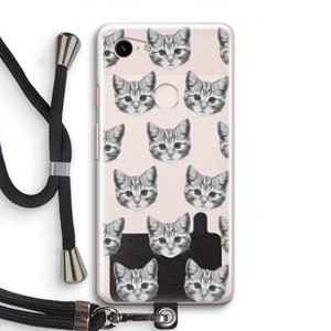 CaseCompany Kitten: Pixel 3 Transparant Hoesje met koord