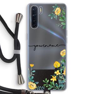 CaseCompany Gele bloemen: Oppo A91 Transparant Hoesje met koord