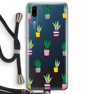 CaseCompany Sanseveria: Huawei P20 Transparant Hoesje met koord
