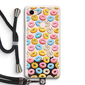 CaseCompany Pink donuts: Pixel 3 Transparant Hoesje met koord