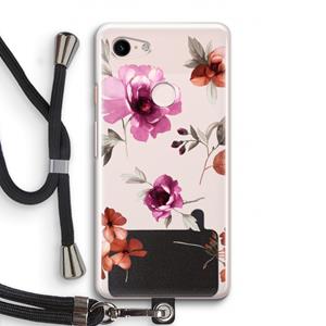 CaseCompany Geschilderde bloemen: Pixel 3 Transparant Hoesje met koord