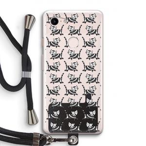 CaseCompany Zwarte poes: Pixel 3 Transparant Hoesje met koord
