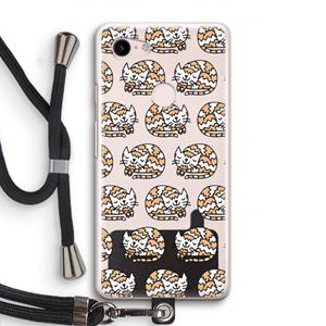 CaseCompany Slapende poes: Pixel 3 Transparant Hoesje met koord