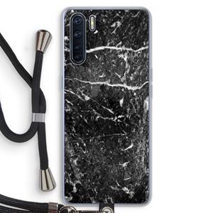 CaseCompany Zwart marmer: Oppo A91 Transparant Hoesje met koord